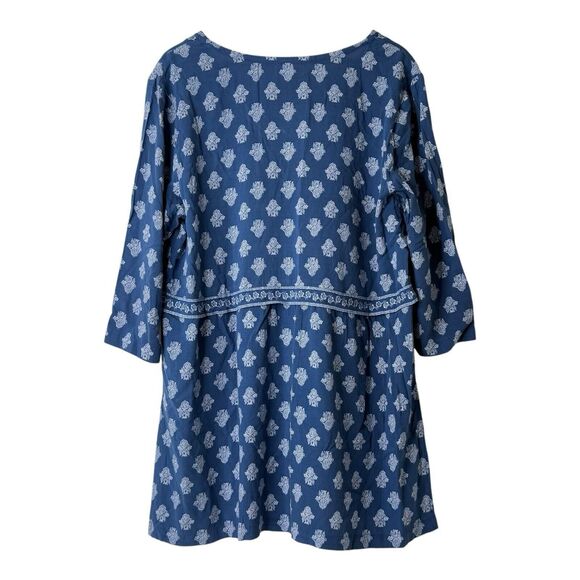 J Jill Top Womens Size L Seaside Woodblock Tunic Rayon 3/4 Sleeve Boho Coastal - Picture 3 of 12